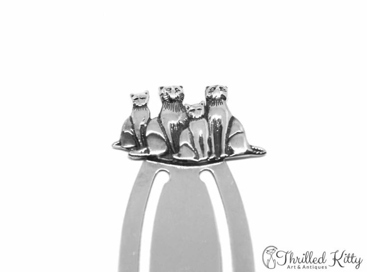 Cat Family Group Bookmark Solid Sterling Silver 3