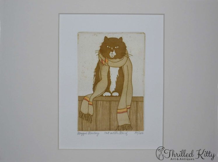 Cat with Scarf by Maggie Burley-Limited Edition Etching-4