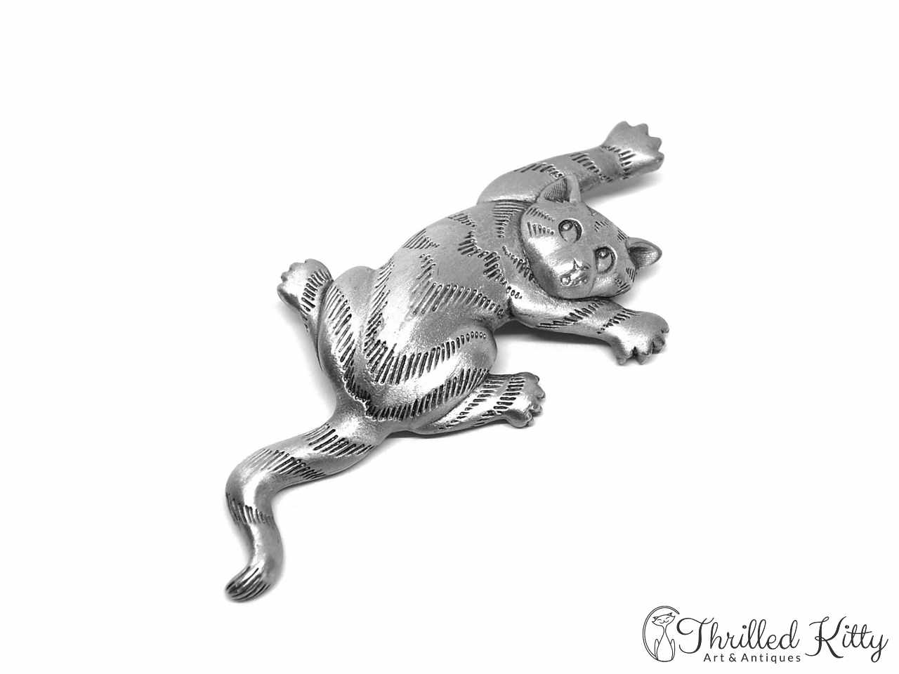 Climbing Cat Vintage American Brooch | Jonette Jewelry | 1980s