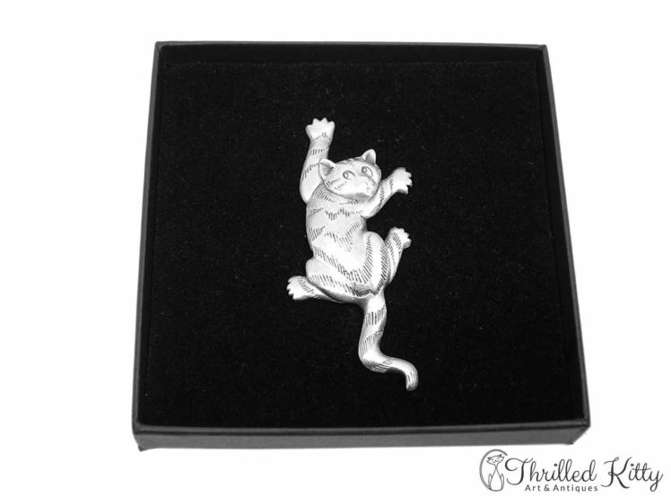 Climbing Cat Vintage American Brooch Jonette Jewelry 1980s 4