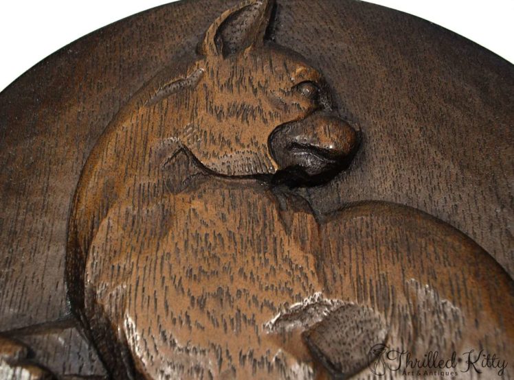 Hand-carved Monogrammed Oak Plaque-1950s-5