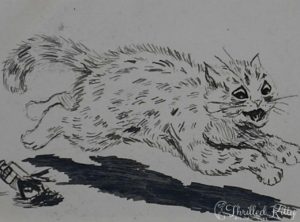 Louis Wain-style Comical Cat Sketch | Ink | 1901