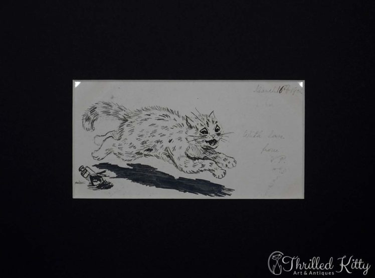 Louis Wain-style Comical Cat Sketch-Ink-1901-4