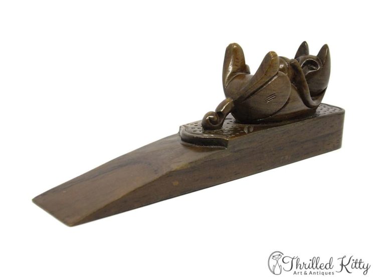 Malaysian Cat & Ball Wedge Doorstop-Sarawakian Hardwood-1