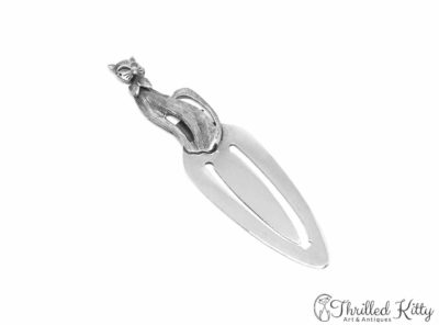 Sitting Bow Tie Cat Bookmark | Solid Sterling Silver