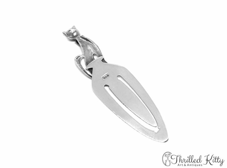 Sitting Bow Tie Cat Bookmark Solid Sterling Silver 2
