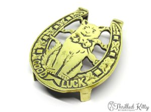 Solid Brass Trivet or Pot Stand | Good Luck Cat | 1920s