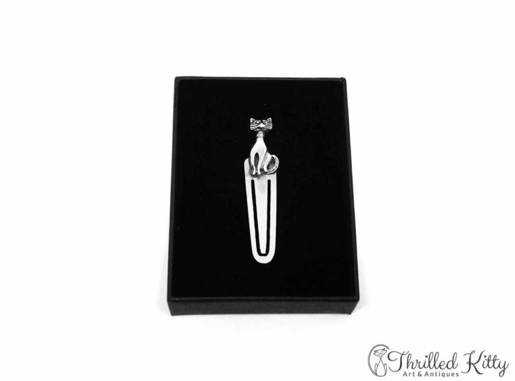 Stylised Sitting Cat Bookmark Solid Sterling Silver 4