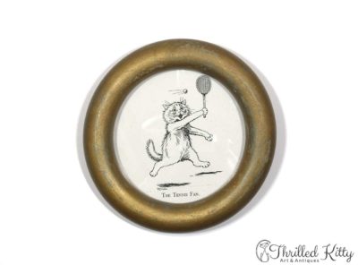 ‘The Tennis Fan’ by Louis Wain | Vintage Circular Framed Print