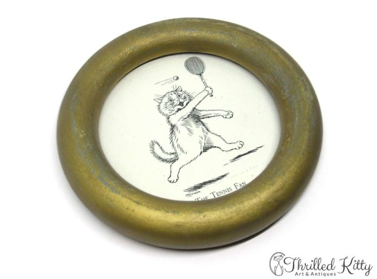 The Tennis Fan by Louis Wain-Vintage Circular Framed Print-3