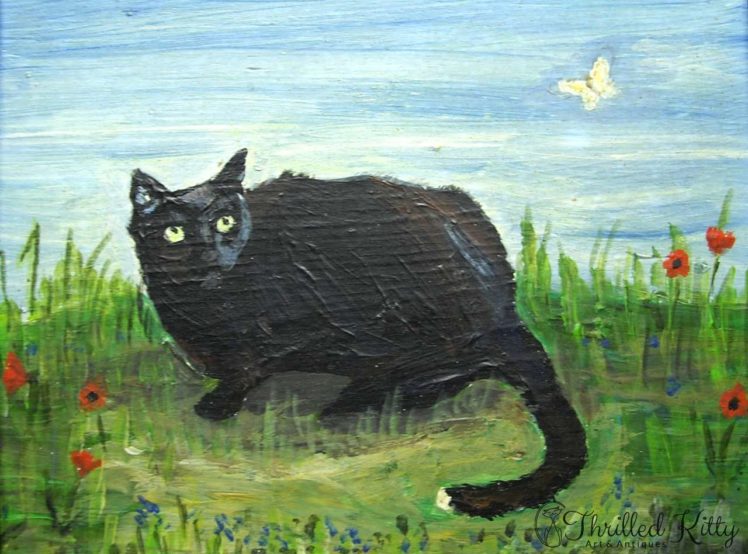 Tom Tom Cat & Butterfly-Oil on Board-1982-3