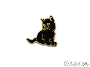 Cloisonné Adorable Kitten with Green Eyes Lapel Pin | 1980s