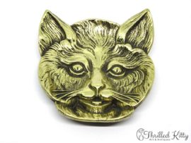 Charming Cat's Face Footed Brass Dish | Mid Twentieth Century