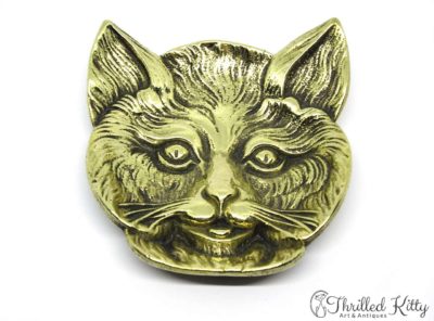 Charming Cat’s Face Footed Brass Dish | Mid Twentieth Century
