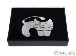 Chunky Cheerful Cat Brooch | Hallmarked Sterling Silver