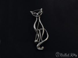 Openwork Silhouette Cat Brooch | Sterling Silver