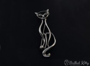 Openwork Silhouette Cat Brooch | Sterling Silver