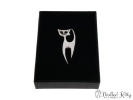Stylised Cat Hat or Lapel Pin | Sterling Silver