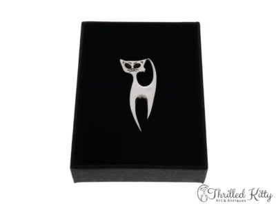 Stylised Cat Hat or Lapel Pin | Sterling Silver