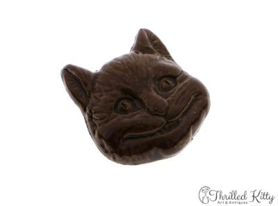 Unusual Vintage Glazed Stoneware Cheshire Cat Brooch | 1970s