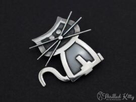 Whiskered Cat Brooch | Hallmarked Sterling Silver